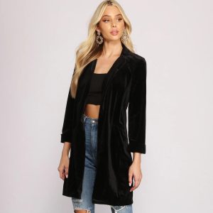 Luxe Velvet Long Line Blazer