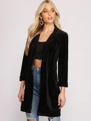 Luxe Velvet Long Line Blazer