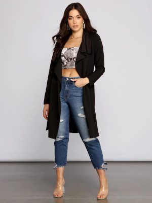 Girl On The Go Tie Front Trench