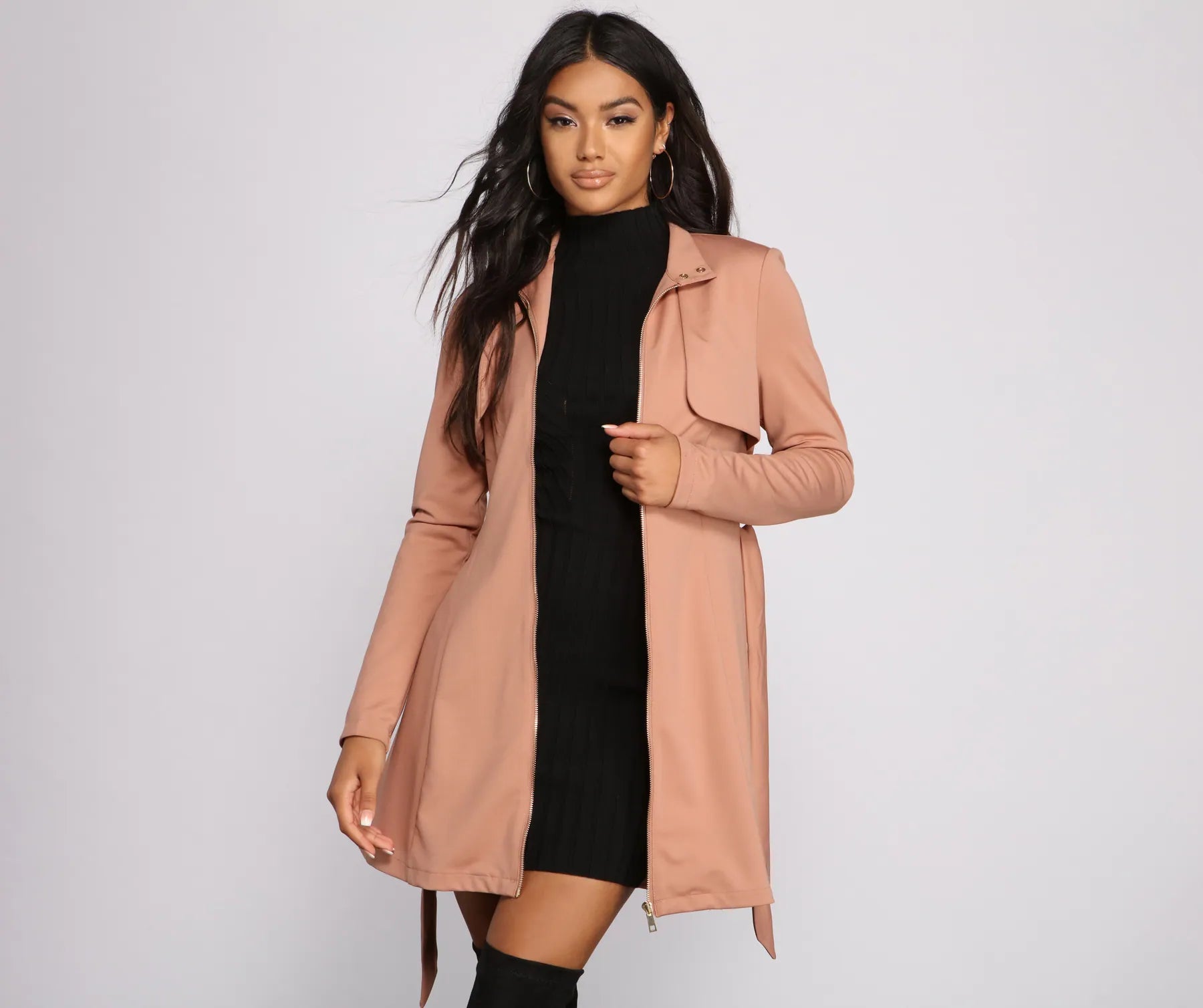 Majorly Chic Belted Trench Dress - Image 8