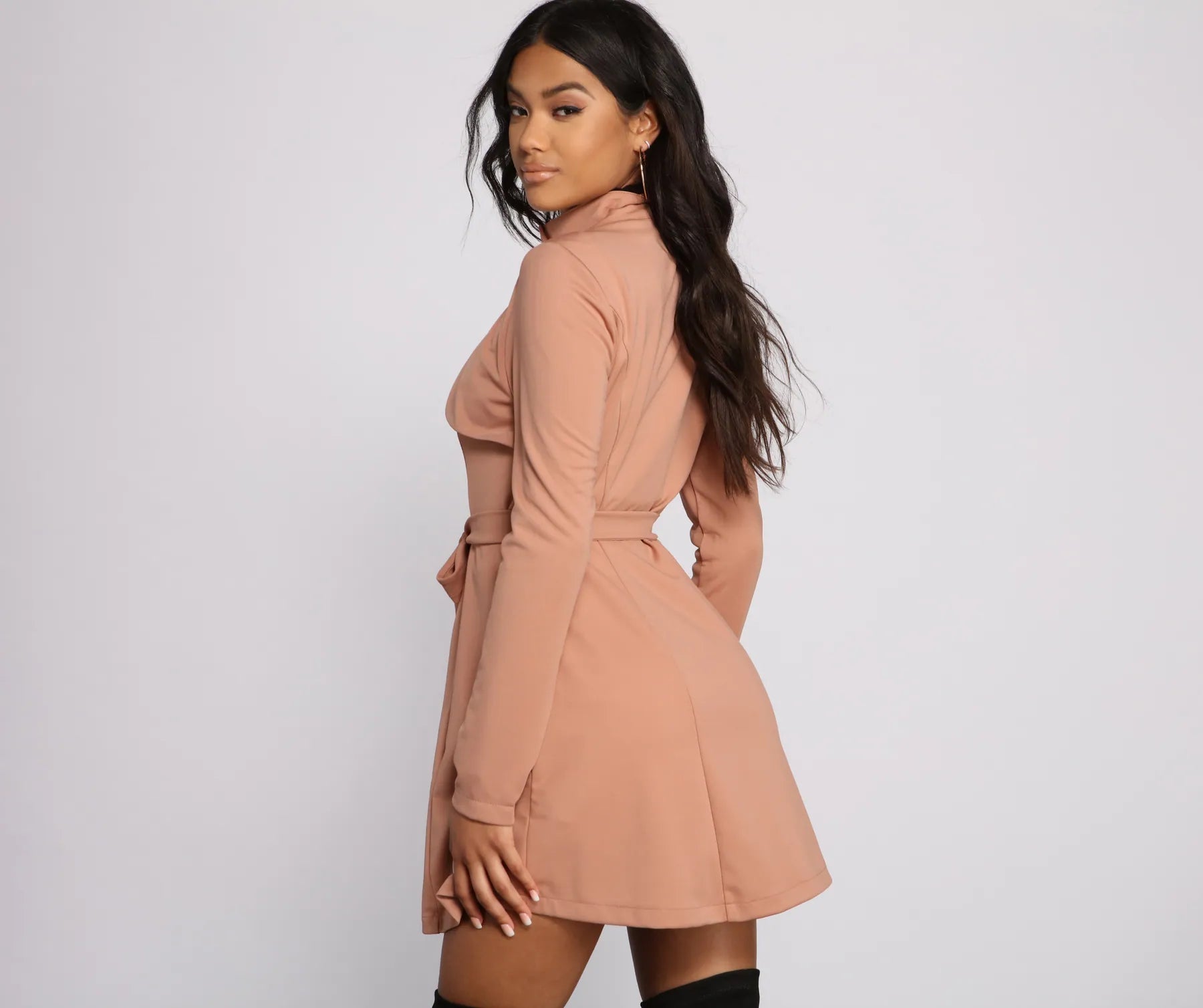 Majorly Chic Belted Trench Dress - Image 9
