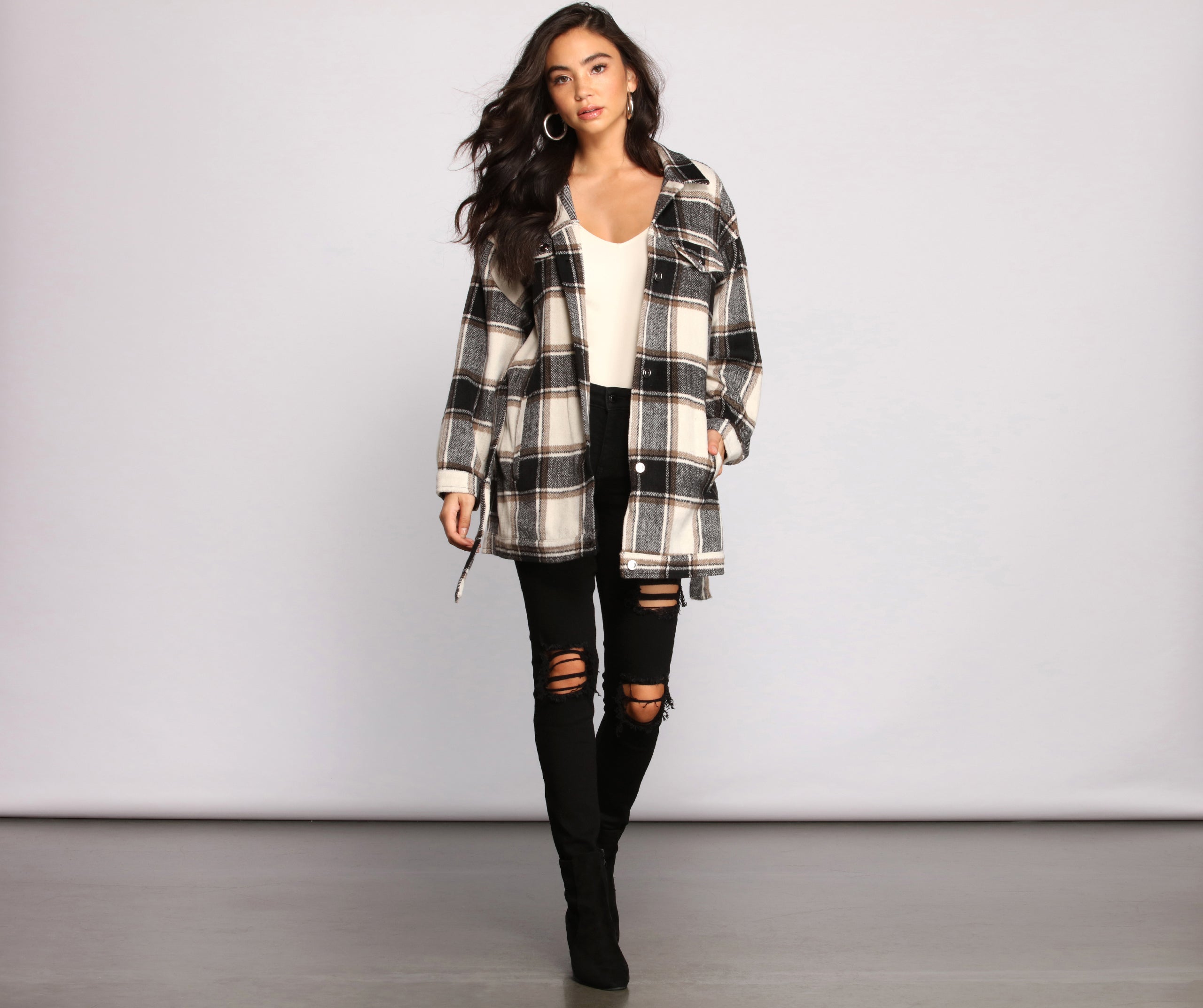 The One Belted Flannel Shacket - Image 5