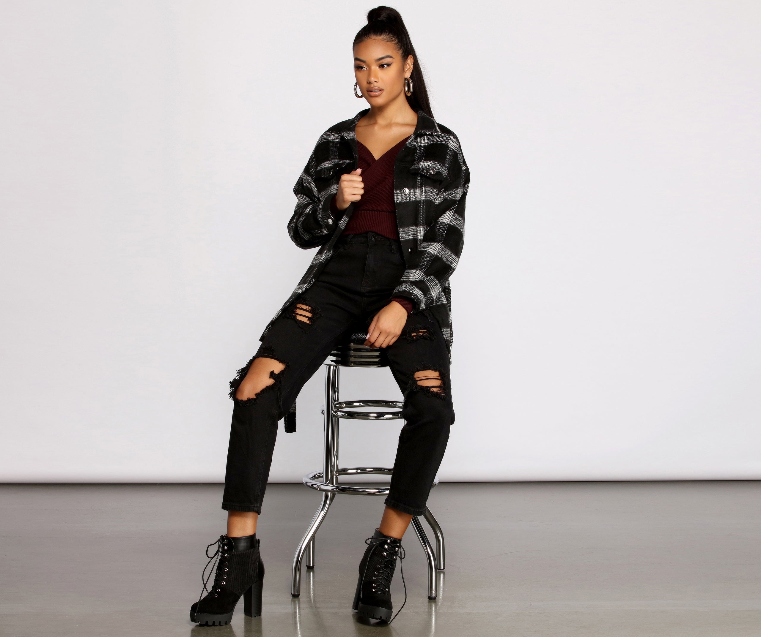 The One Belted Flannel Shacket - Image 9