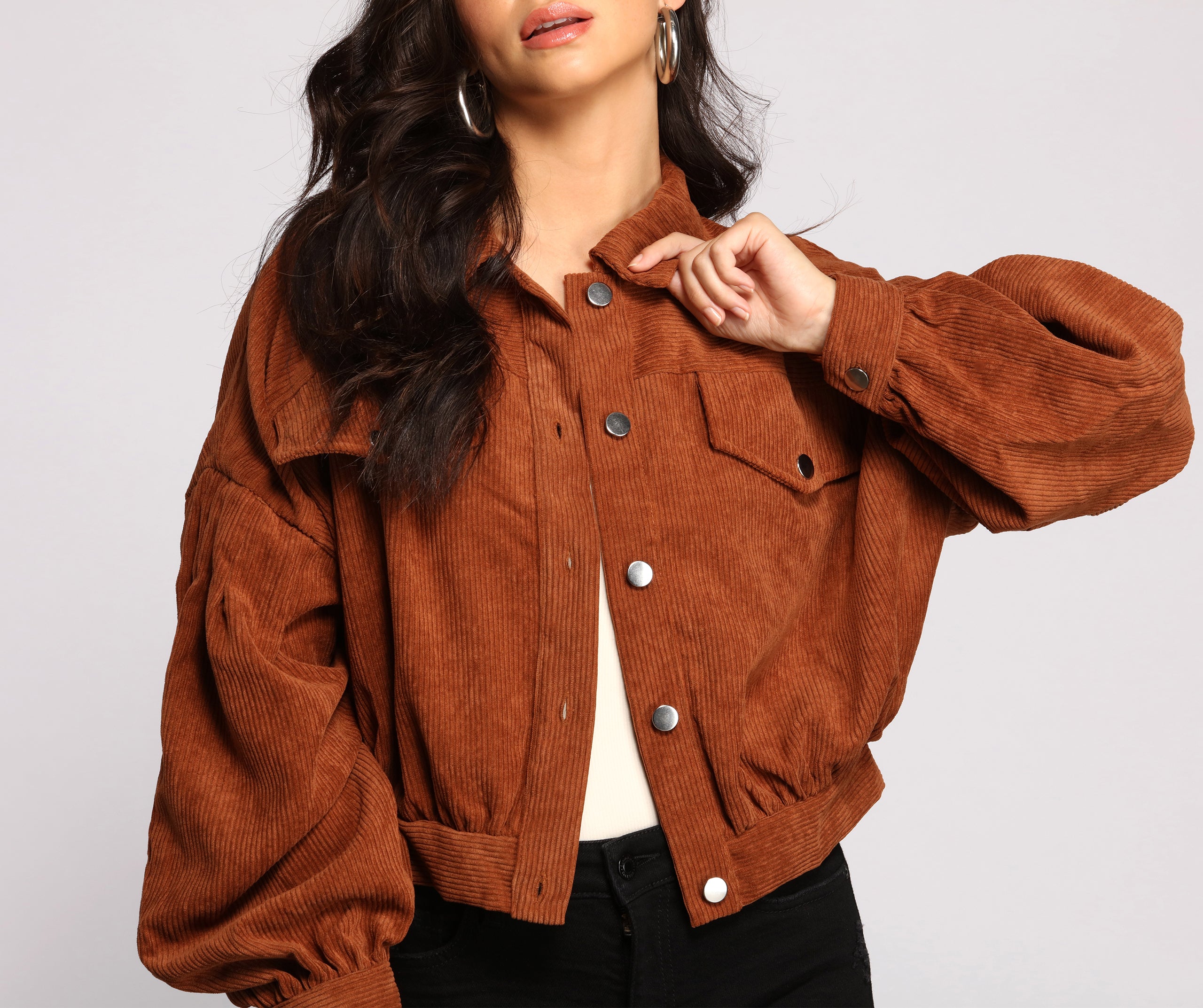 Casually Cute Button-Front Corduroy Jacket - Image 4