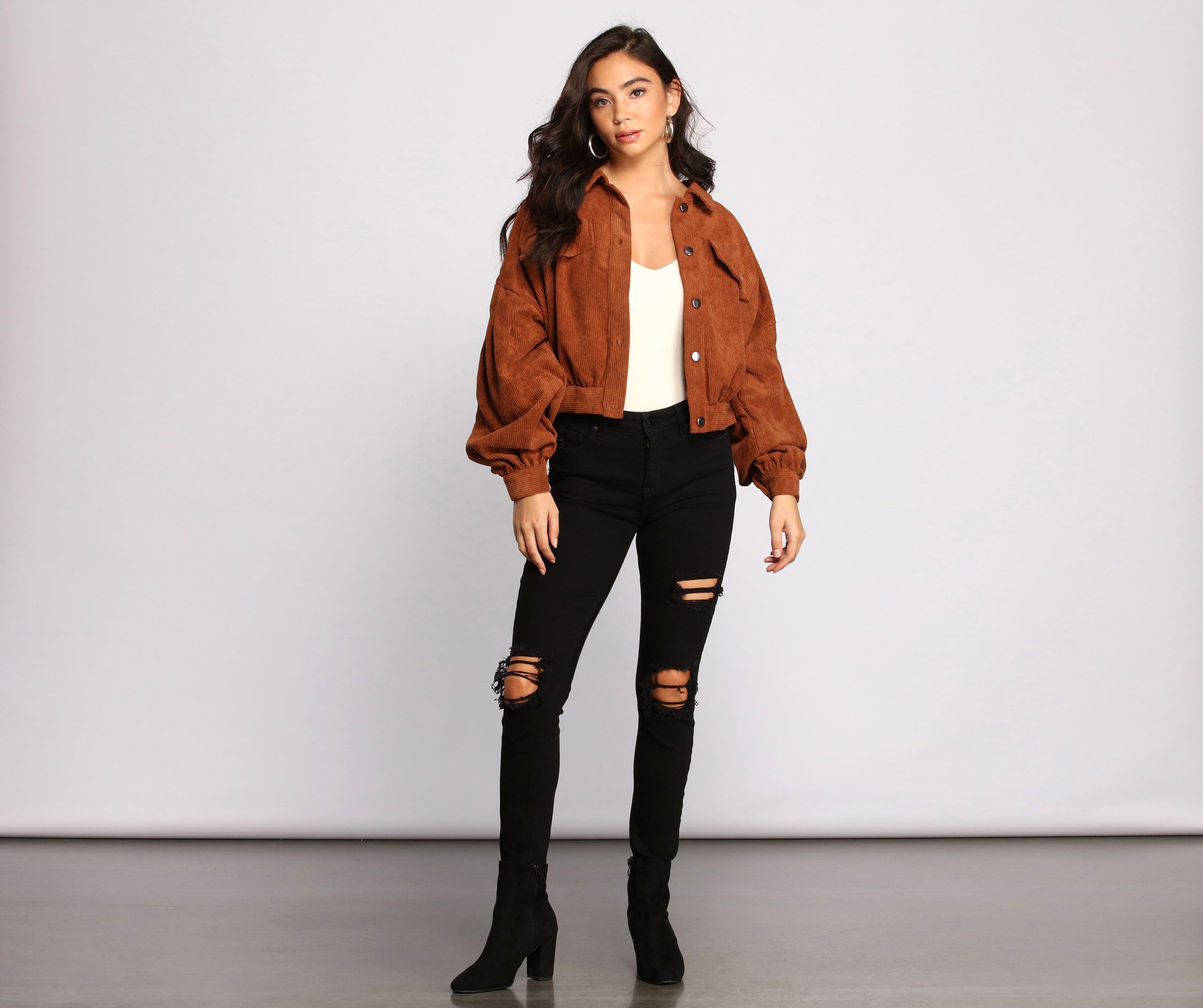 Casually Cute Button-Front Corduroy Jacket - Image 3