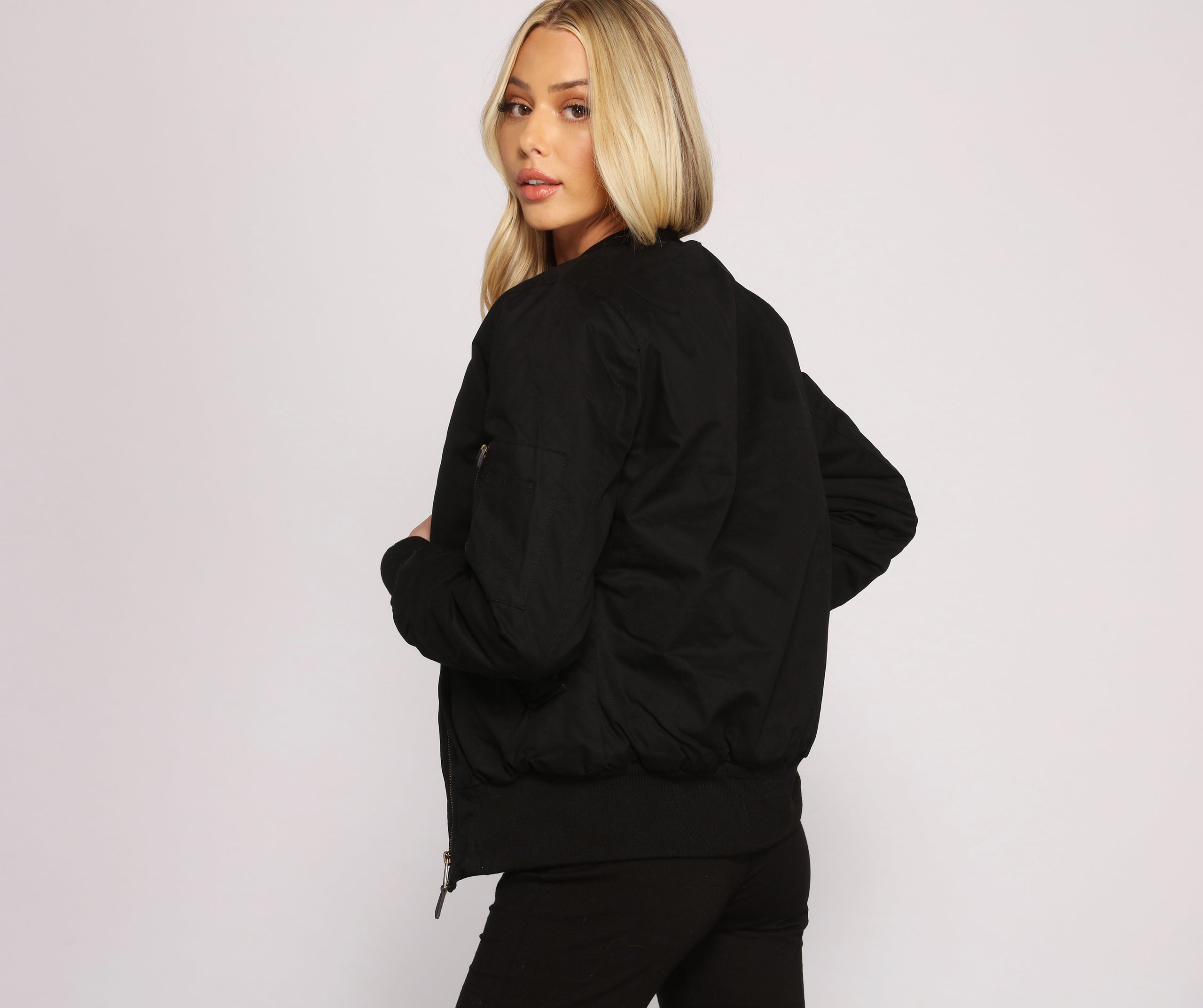 Edgy Chic Bomber Jacket - Image 2