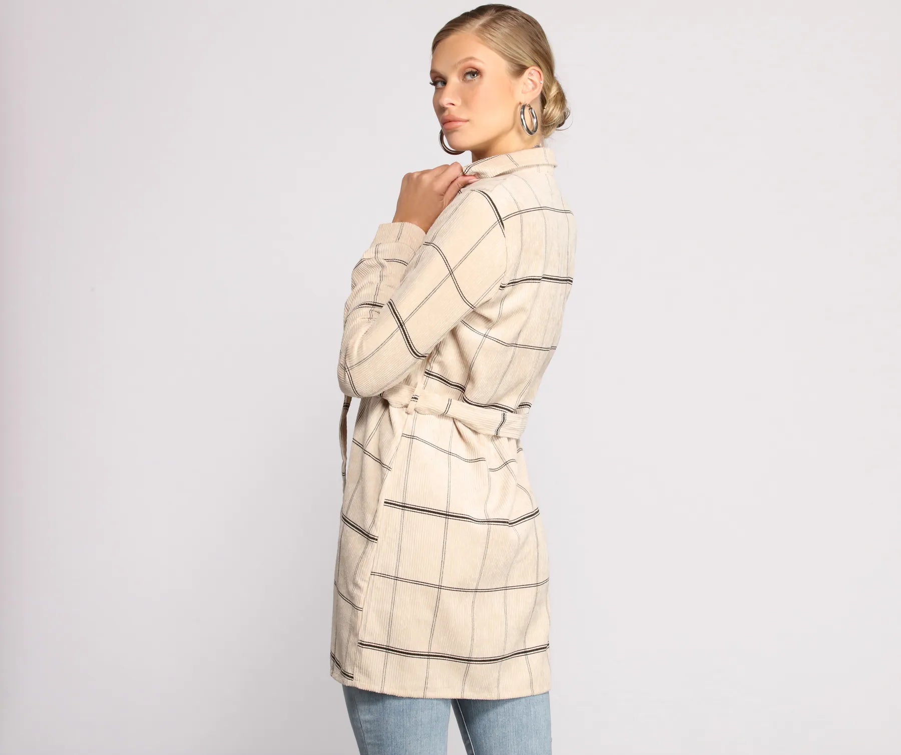 Poised in Plaid Belted Shacket - Image 2