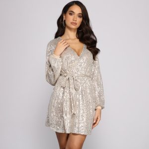 Chic Style Sequin Belted Trench