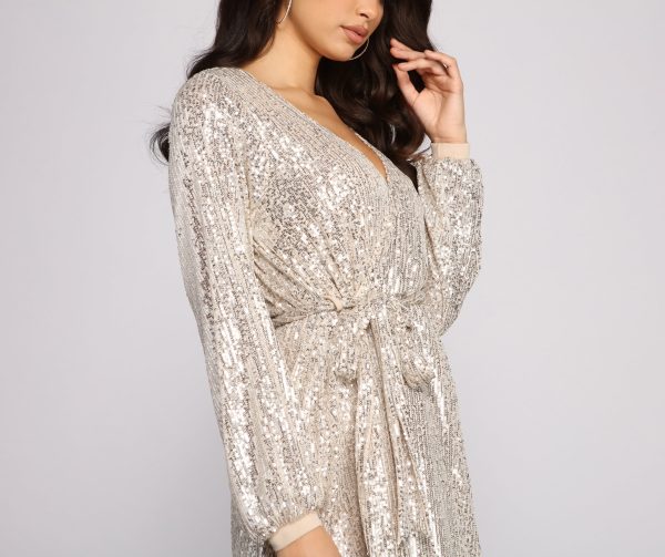 Chic Style Sequin Belted Trench - Image 4