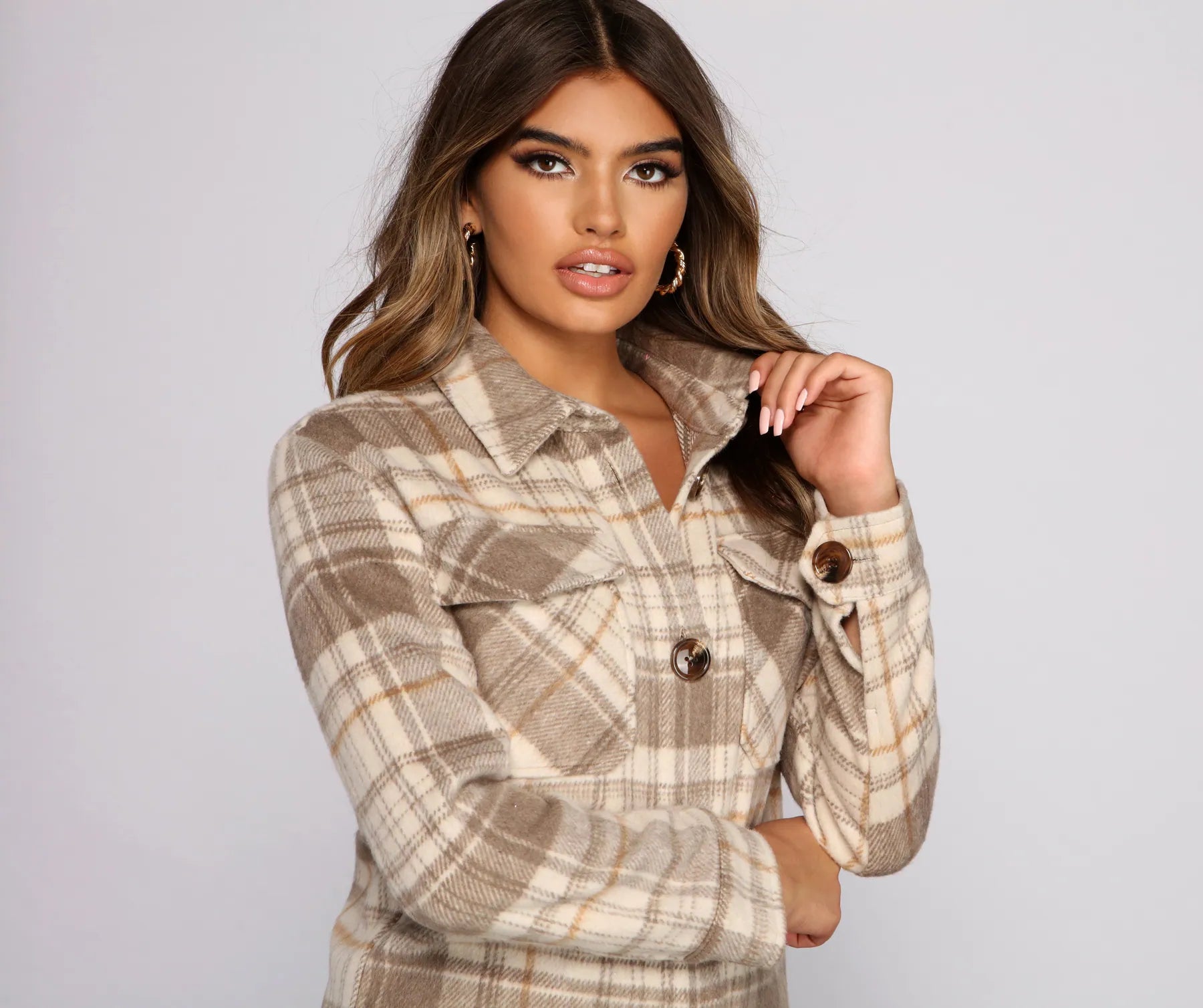 Cozy Plaid Oversized Shacket - Image 3