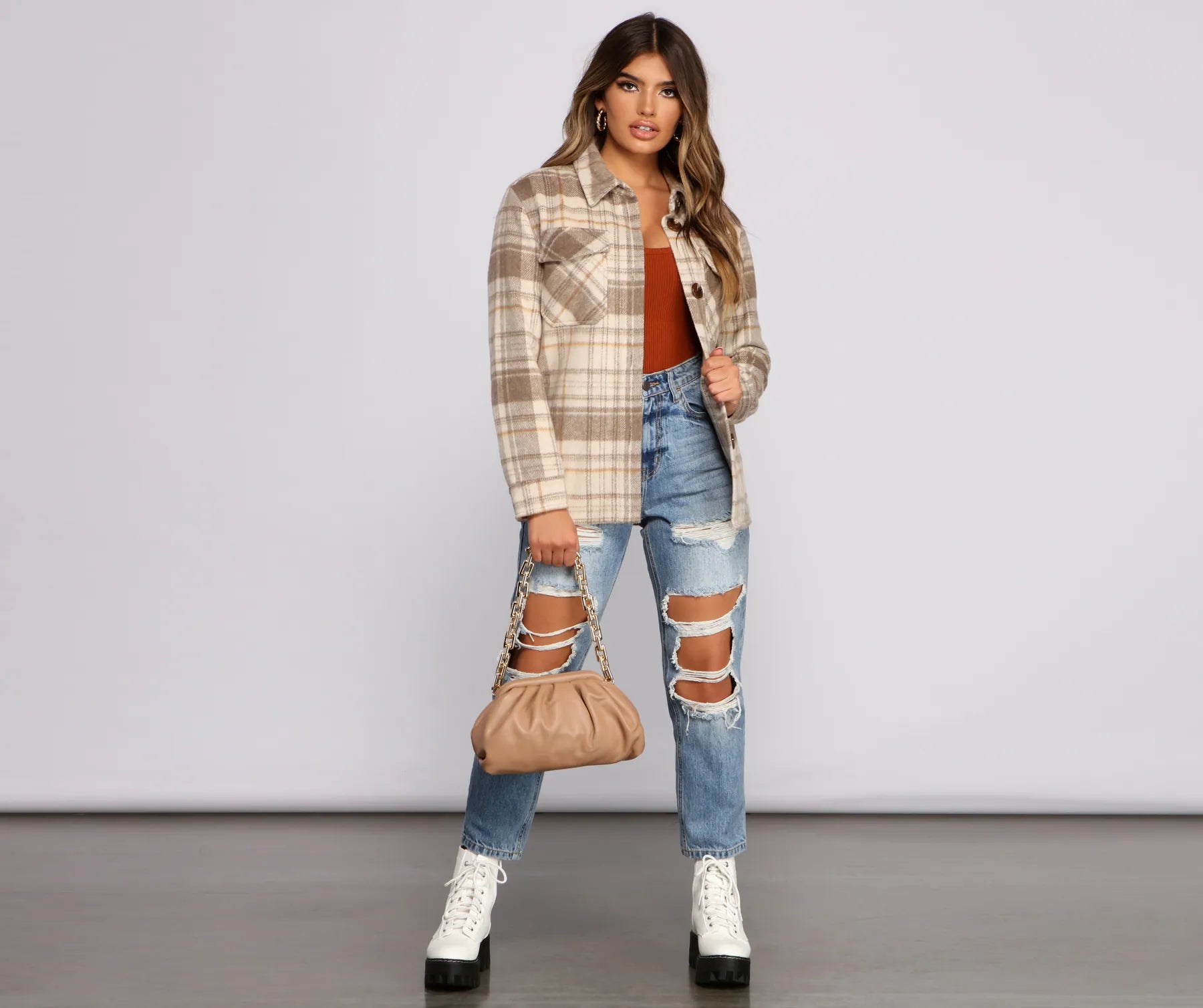 Cozy Plaid Oversized Shacket - Image 4