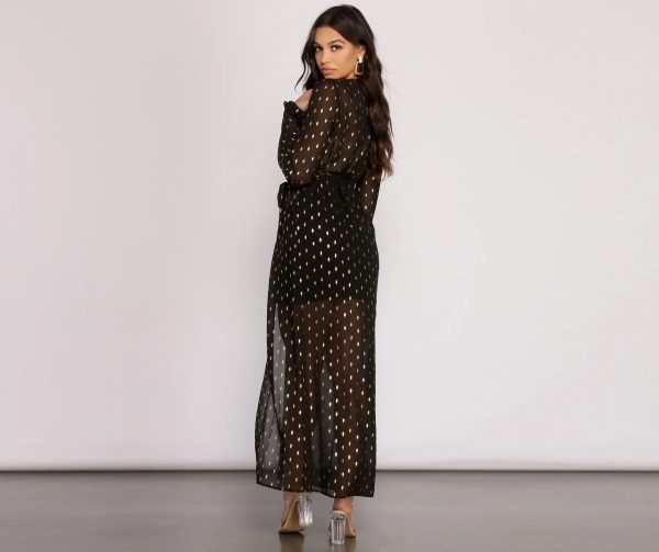 Foiled and Fab Tie Waist Chiffon Duster - Image 2