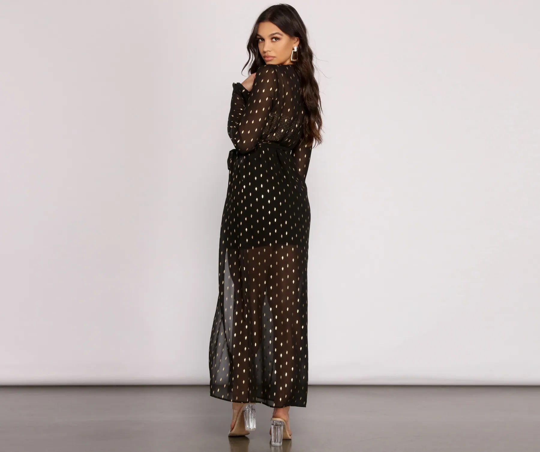 Foiled and Fab Tie Waist Chiffon Duster - Image 2