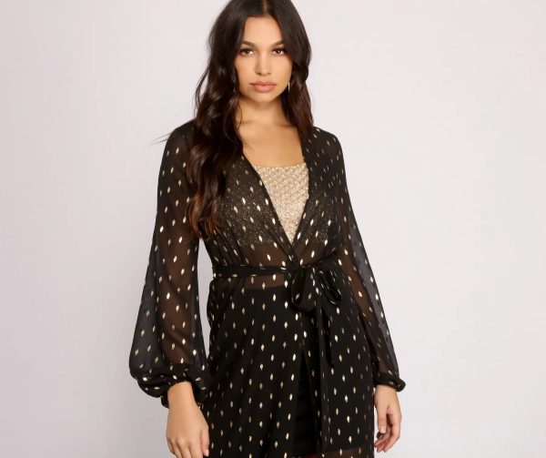 Foiled and Fab Tie Waist Chiffon Duster - Image 4