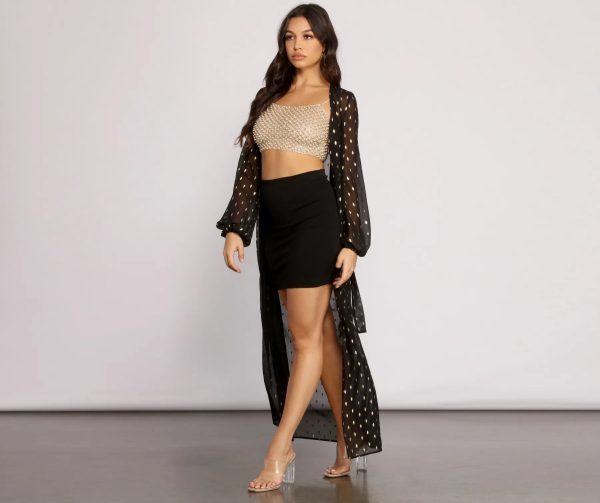 Foiled and Fab Tie Waist Chiffon Duster - Image 5
