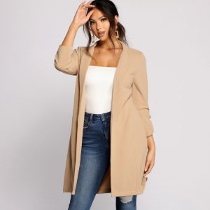 Stylish Sophistication Crepe Trench Coat