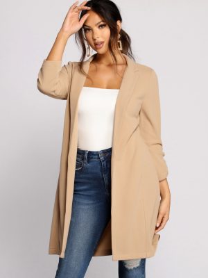 Stylish Sophistication Crepe Trench Coat