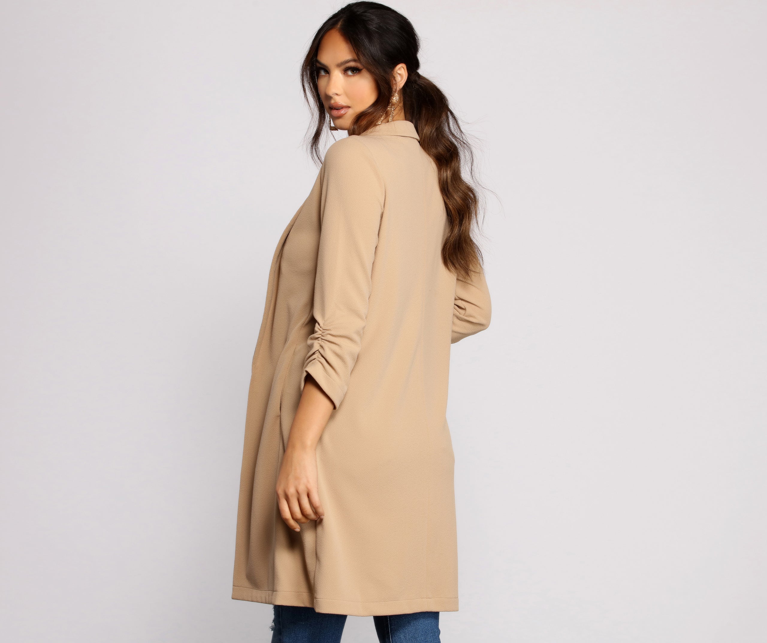 Stylish Sophistication Crepe Trench Coat - Image 2