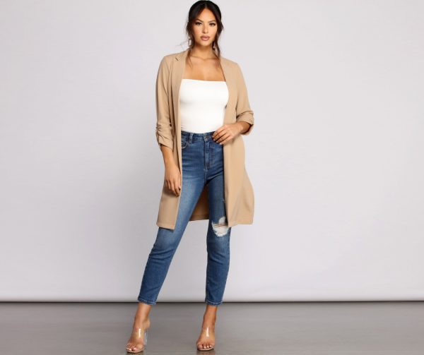 Stylish Sophistication Crepe Trench Coat - Image 4