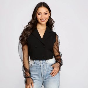 Miss Trendsetter Cropped Crepe Blazer