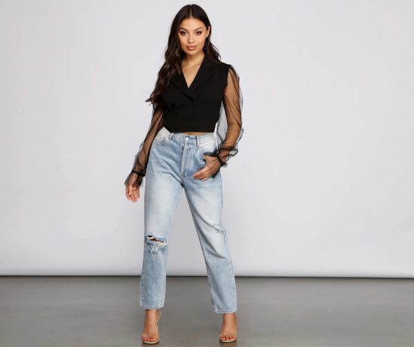 Miss Trendsetter Cropped Crepe Blazer - Image 4