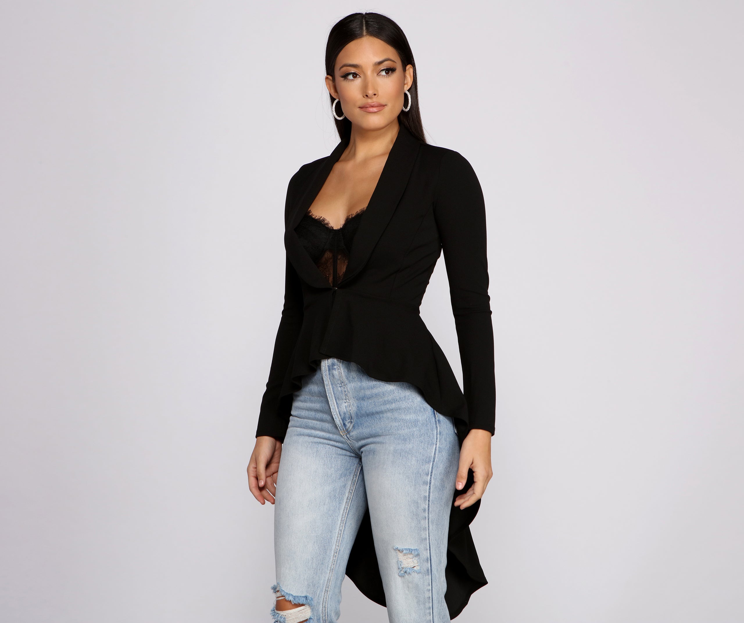 First In Class Peplum High Low Jacket - Image 5