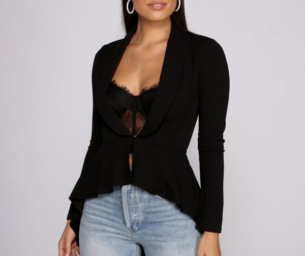 First In Class Peplum High Low Jacket - Image 7
