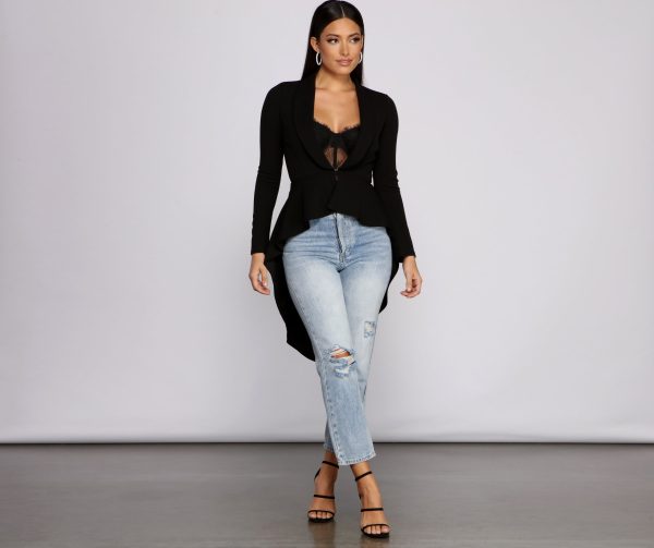 First In Class Peplum High Low Jacket - Image 8