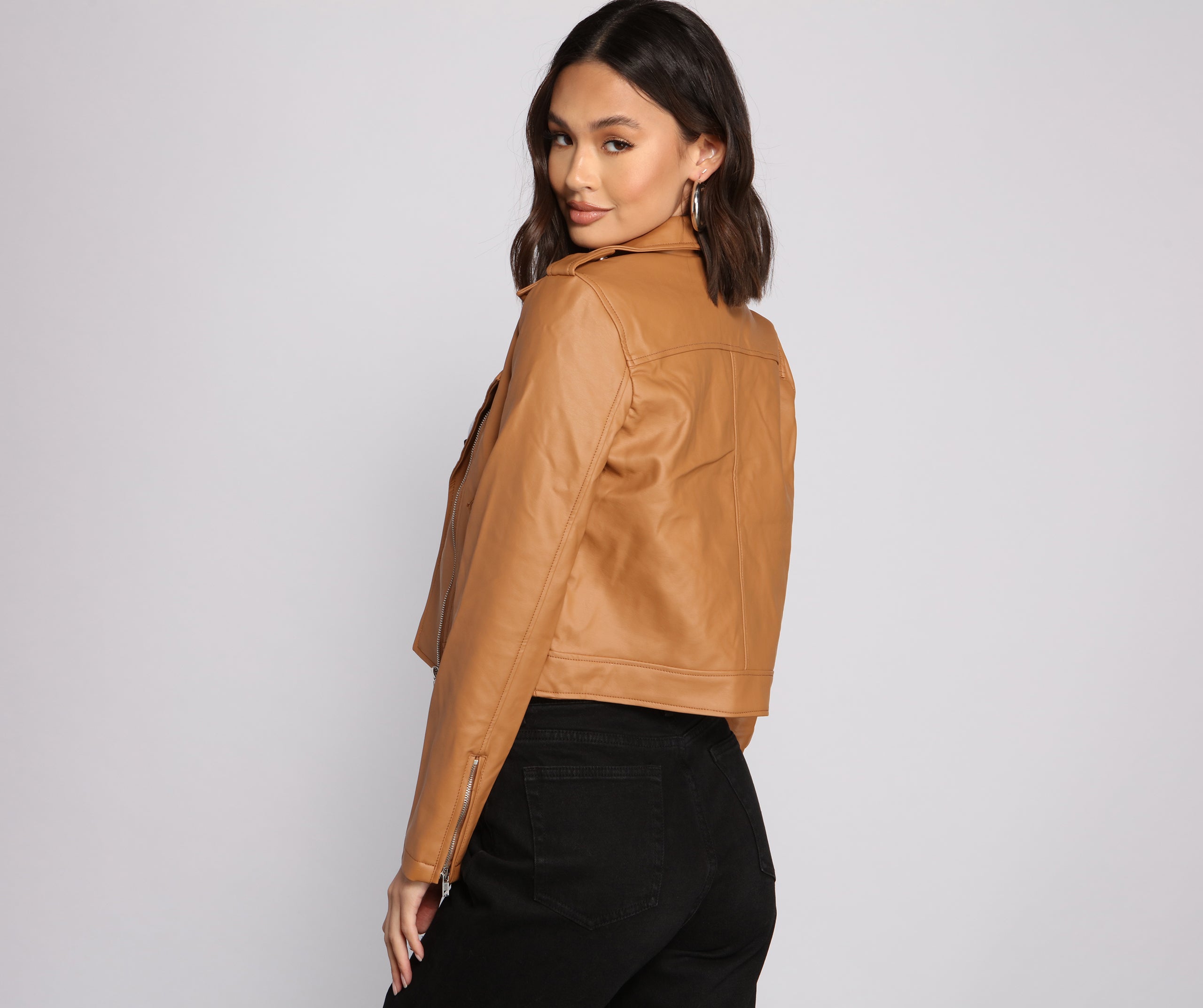 Gorgeous Girl Cropped Moto Jacket - Image 2