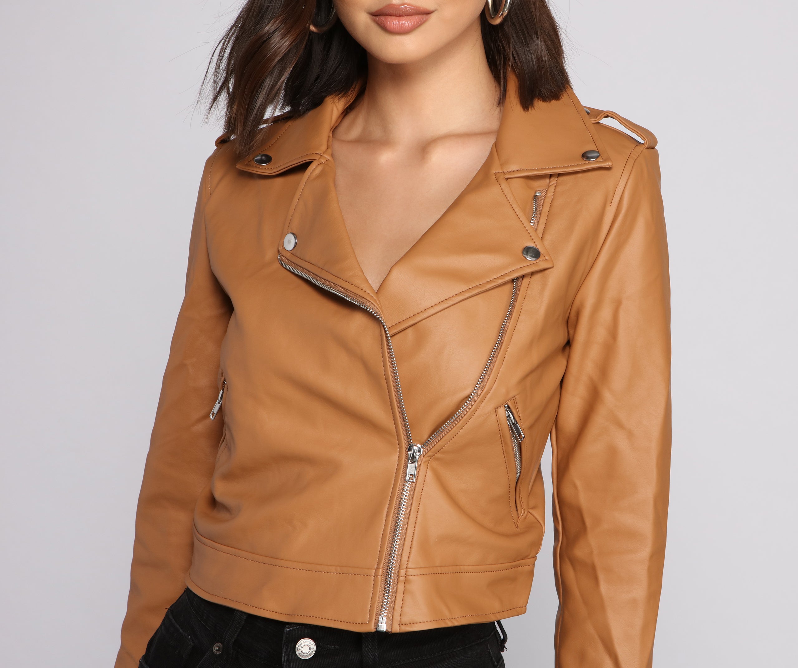 Gorgeous Girl Cropped Moto Jacket - Image 3