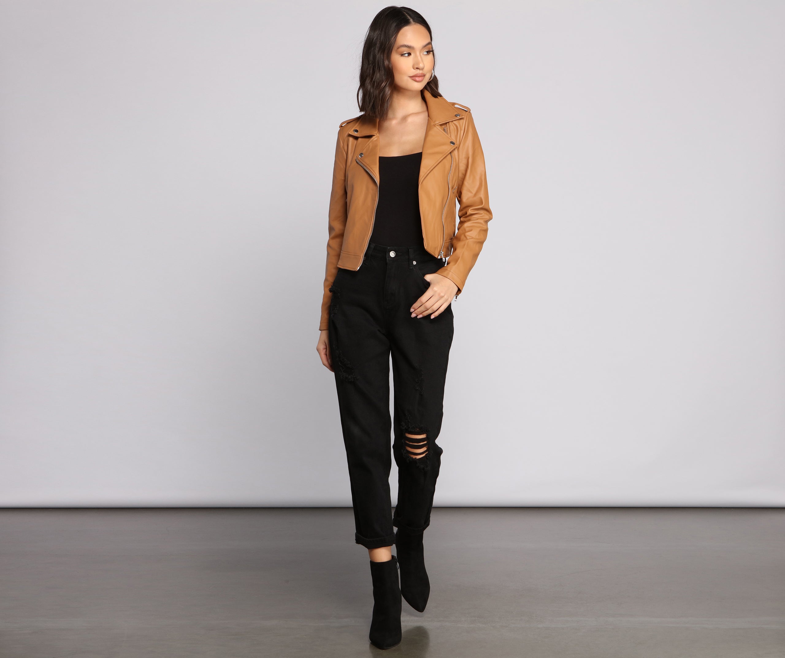 Gorgeous Girl Cropped Moto Jacket - Image 4