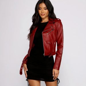 Belted Baddie Faux Leather Moto Jacket