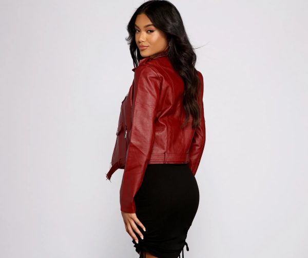 Belted Baddie Faux Leather Moto Jacket - Image 2