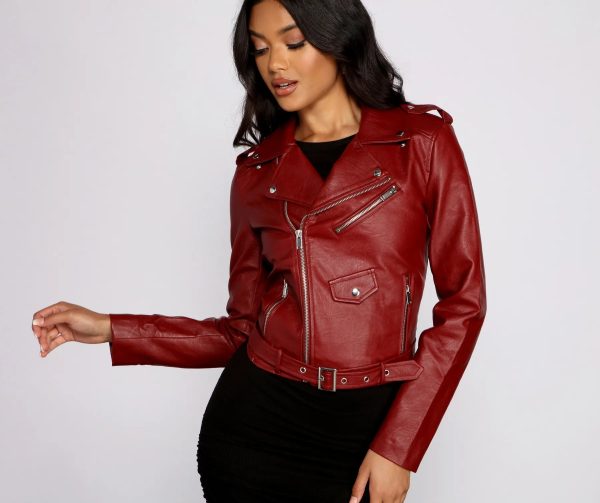 Belted Baddie Faux Leather Moto Jacket - Image 3