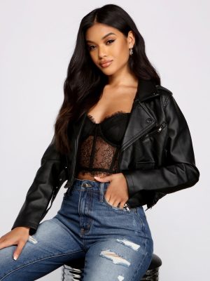 Edgy Glam Faux Leather Quilted Moto