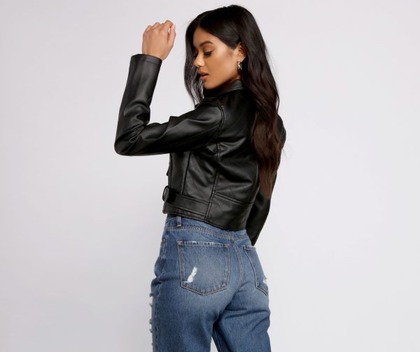 Edgy Glam Faux Leather Quilted Moto - Image 3