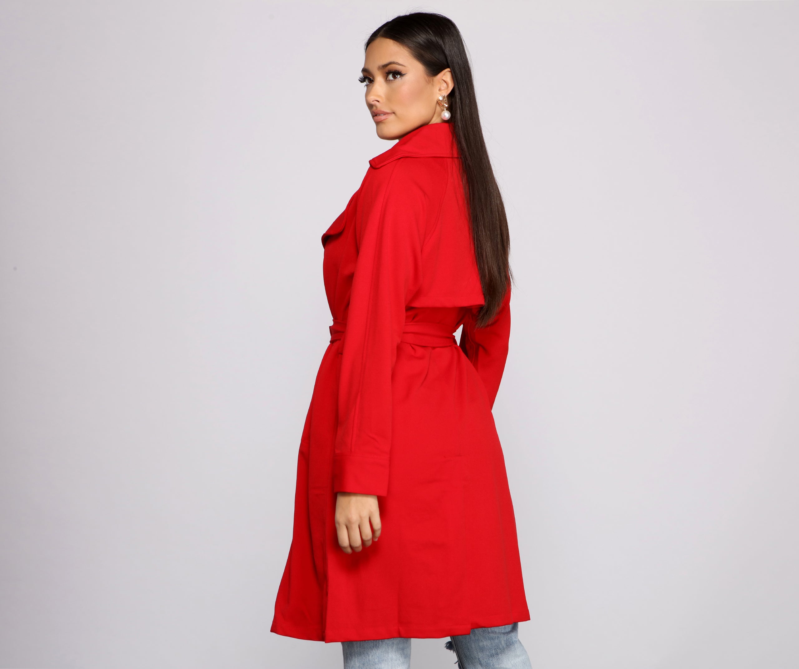 She's A Stunner Belted Trench - Image 2