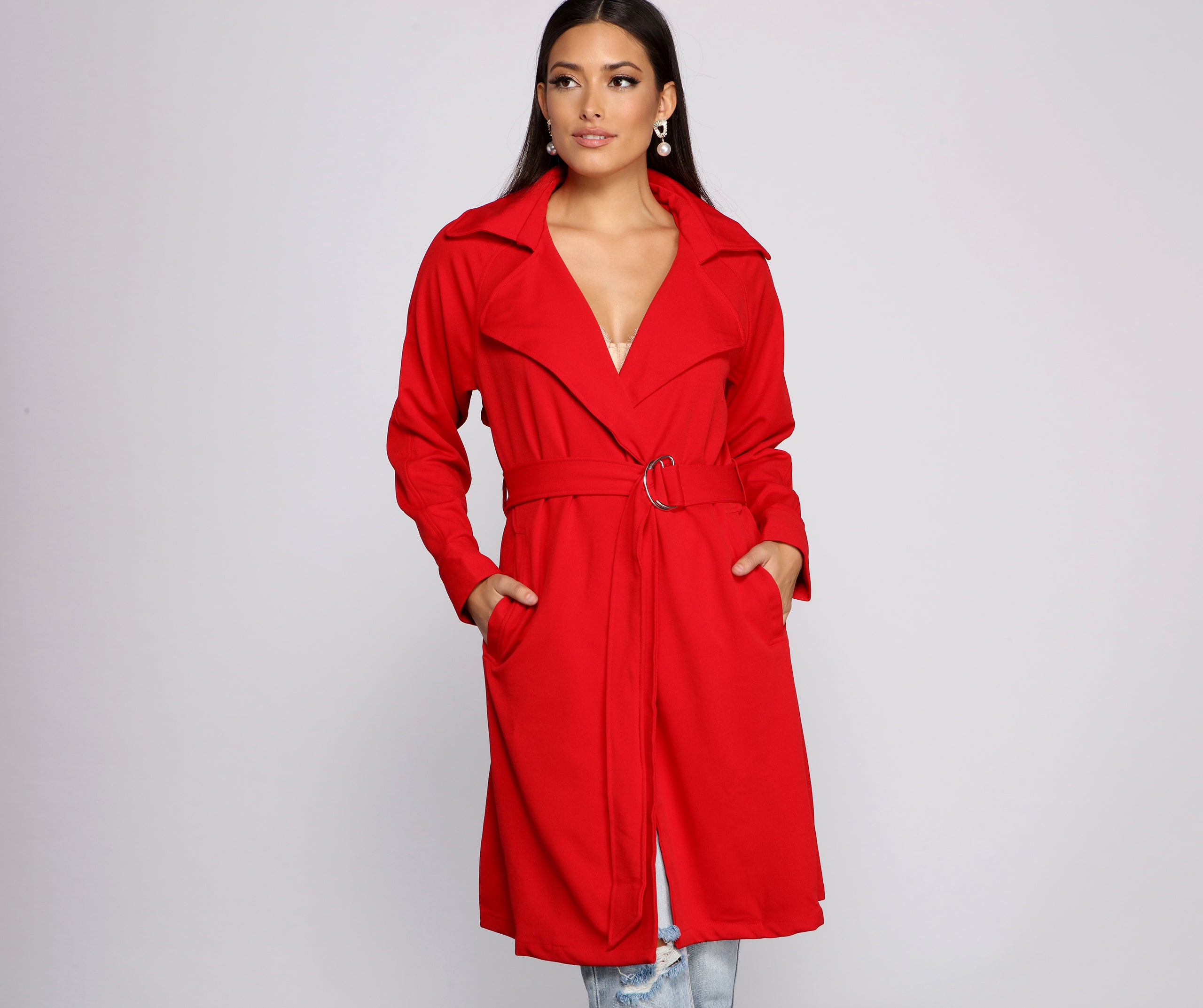 She's A Stunner Belted Trench - Image 3