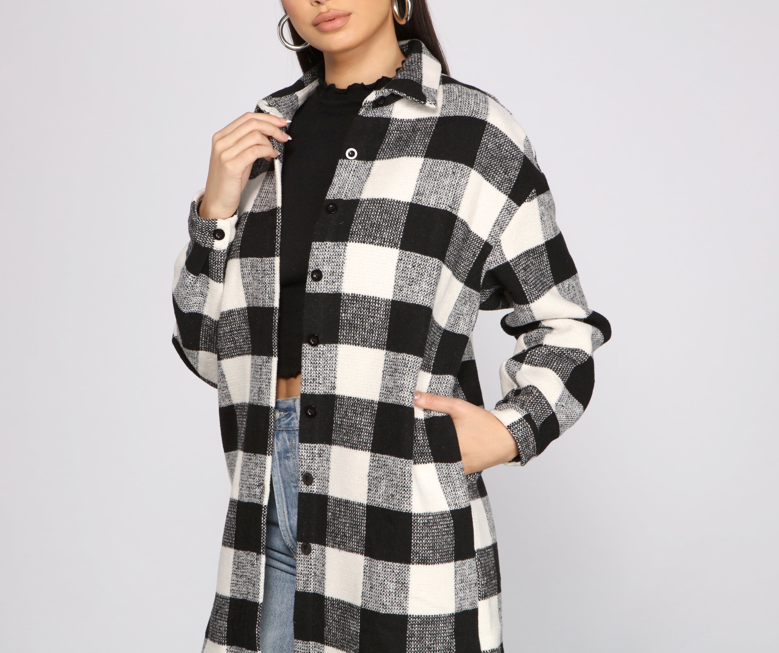 Bet On It Oversized Plaid Shacket - Image 3