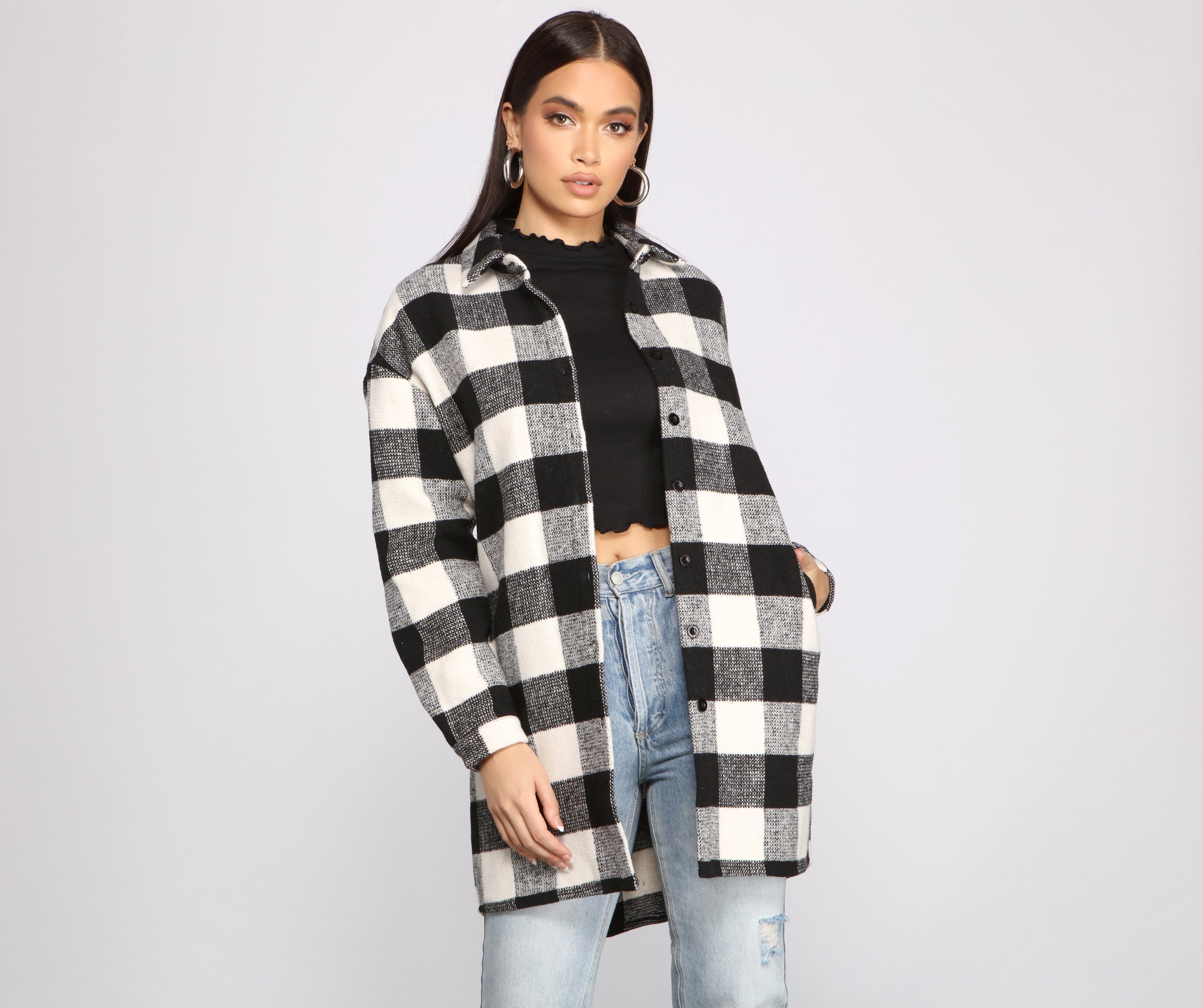Bet On It Oversized Plaid Shacket - Image 4