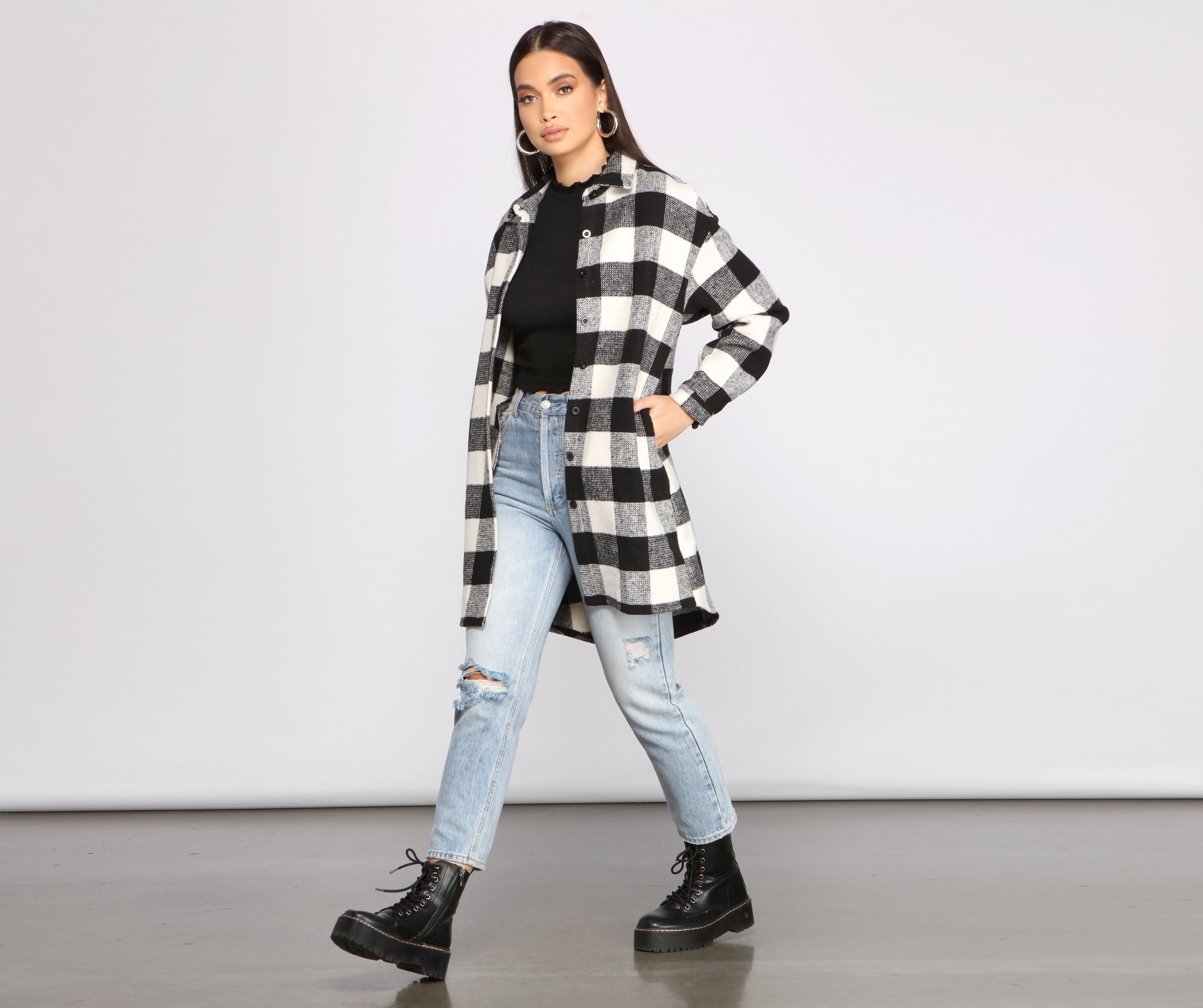Bet On It Oversized Plaid Shacket - Image 5