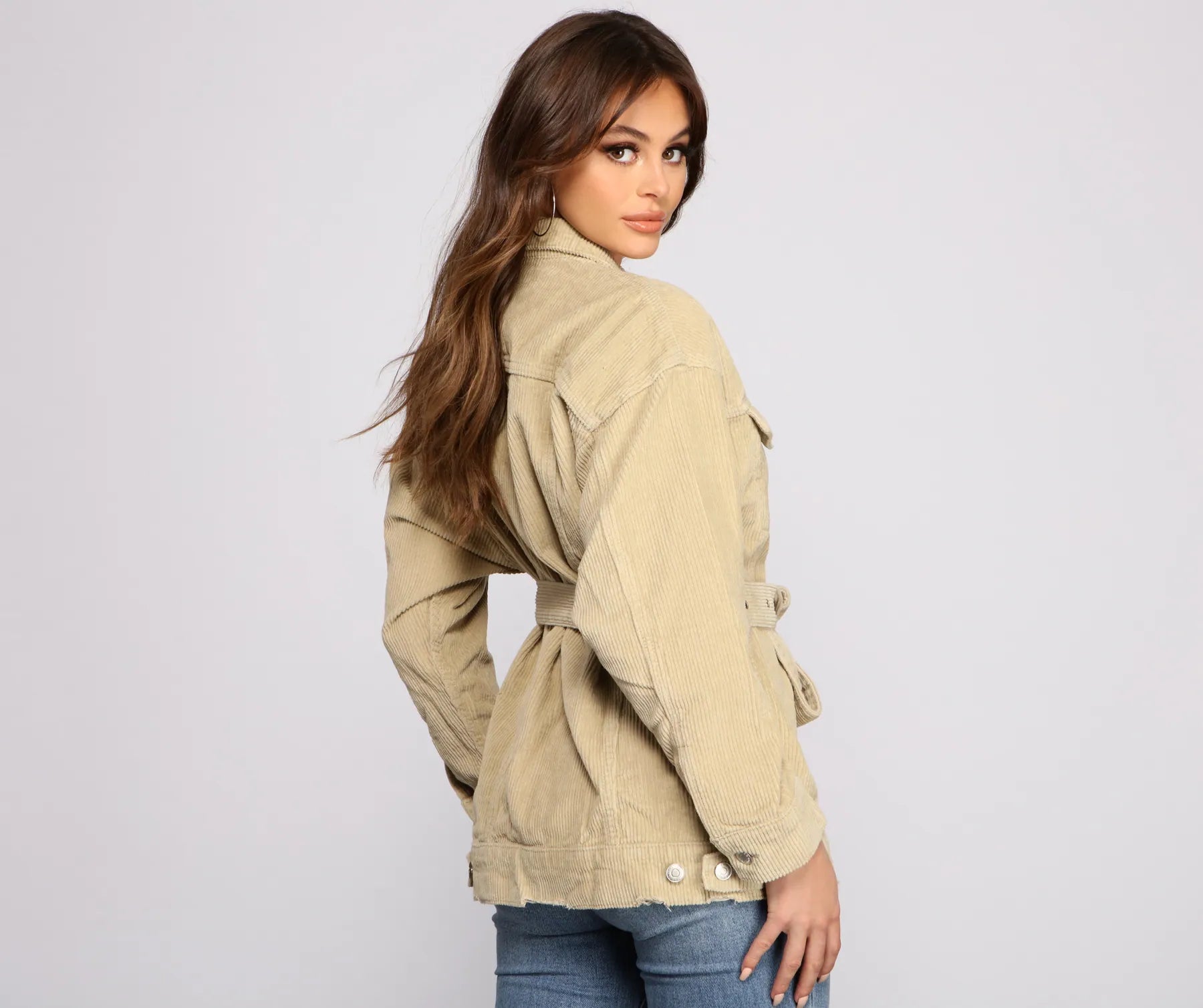 Lookin' Chic Corduroy Belted Jacket - Image 2
