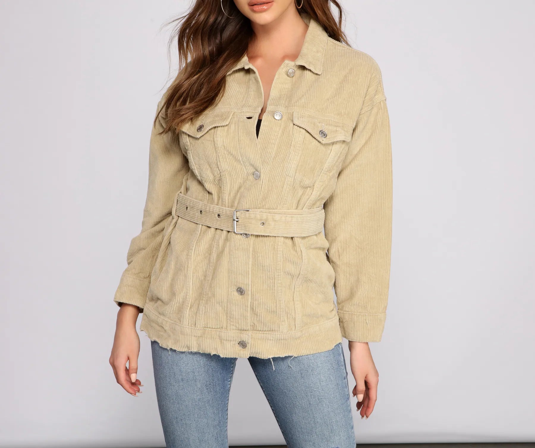 Lookin' Chic Corduroy Belted Jacket - Image 3