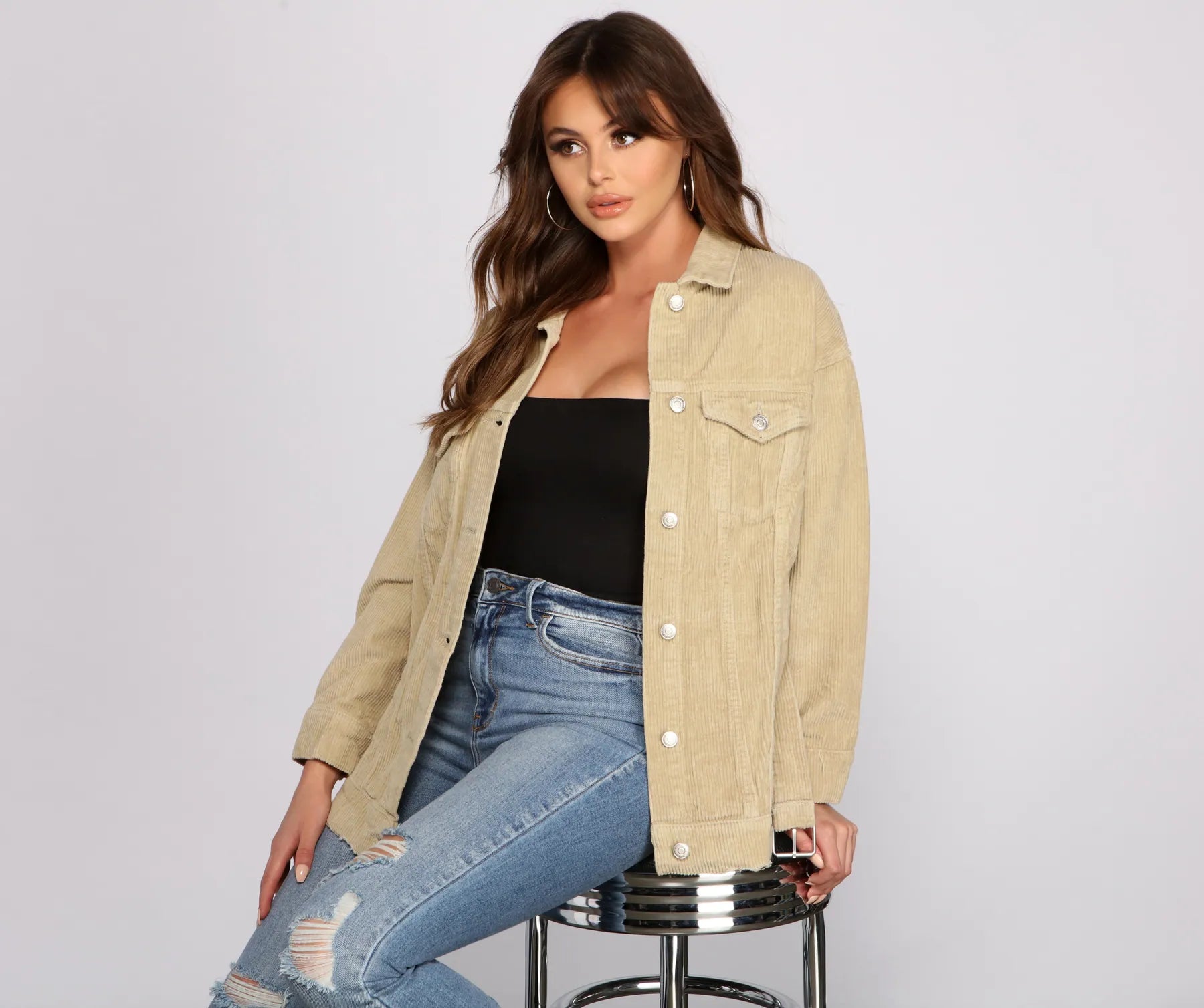 Lookin' Chic Corduroy Belted Jacket - Image 5