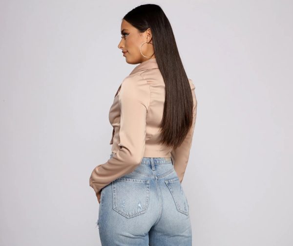 Casually Chic Satin Cropped Blazer - Image 6