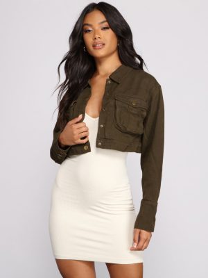 Level Up Cropped Button Down Jacket