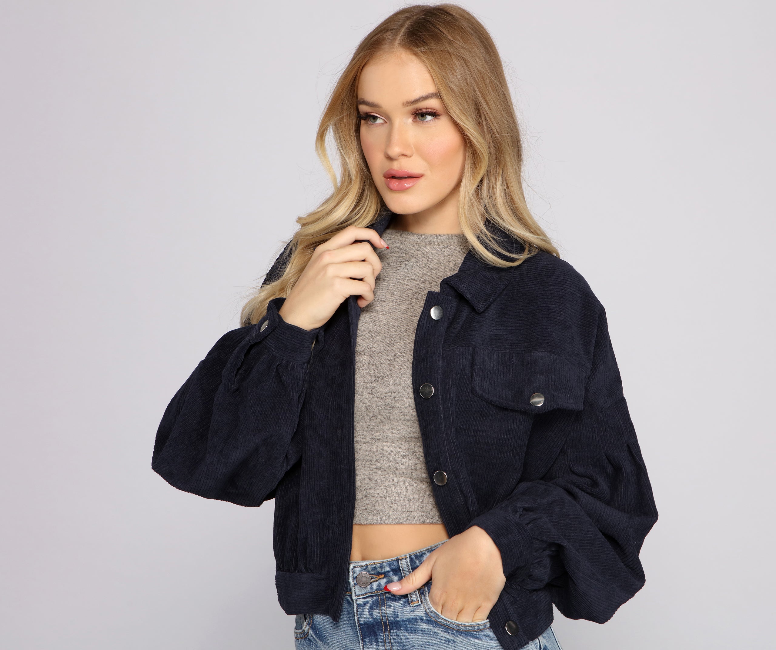 Casually Cute Button-Front Corduroy Jacket - Image 9