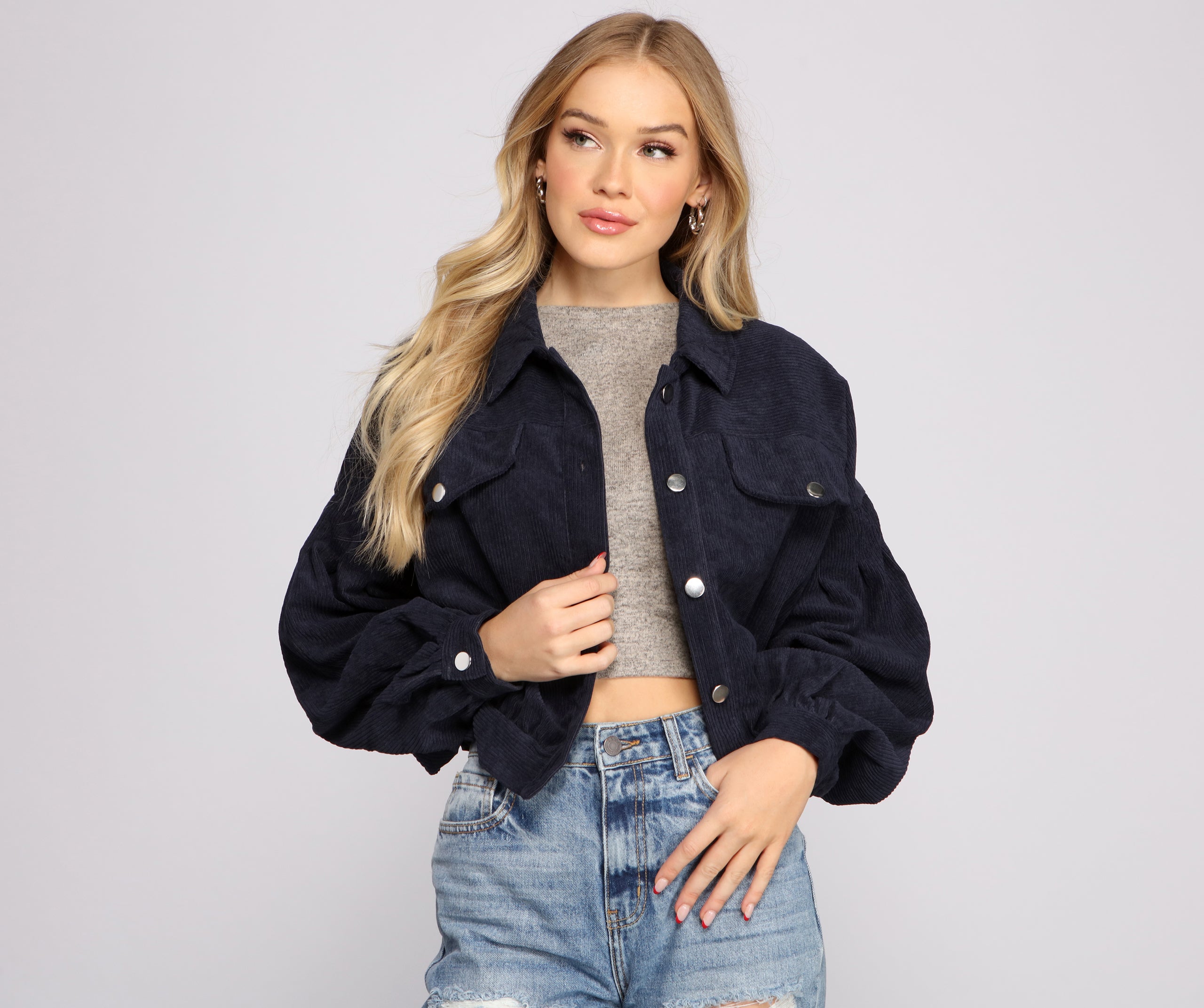 Casually Cute Button-Front Corduroy Jacket - Image 10
