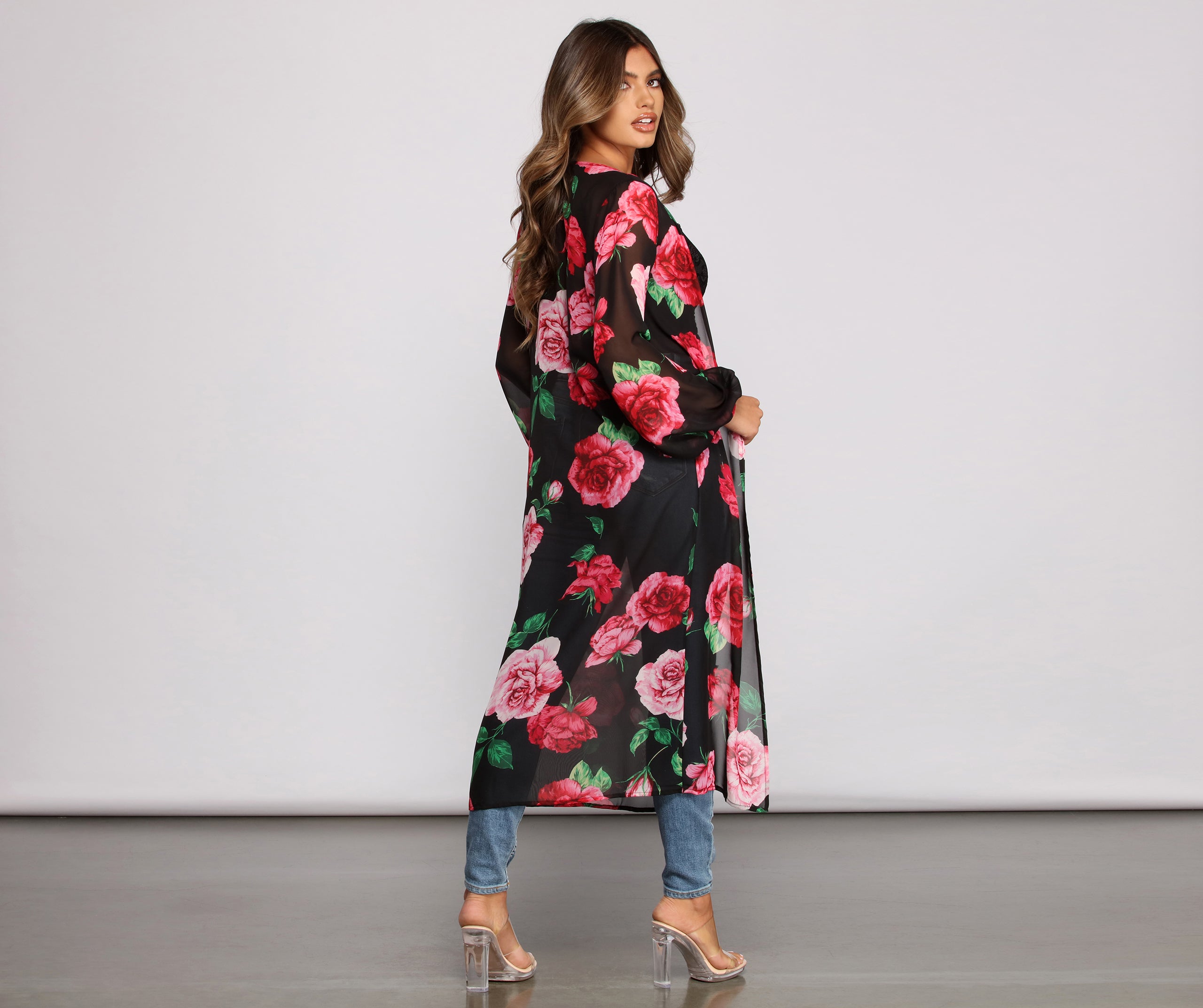 Romantic Vibes Rose Printed Duster - Image 2