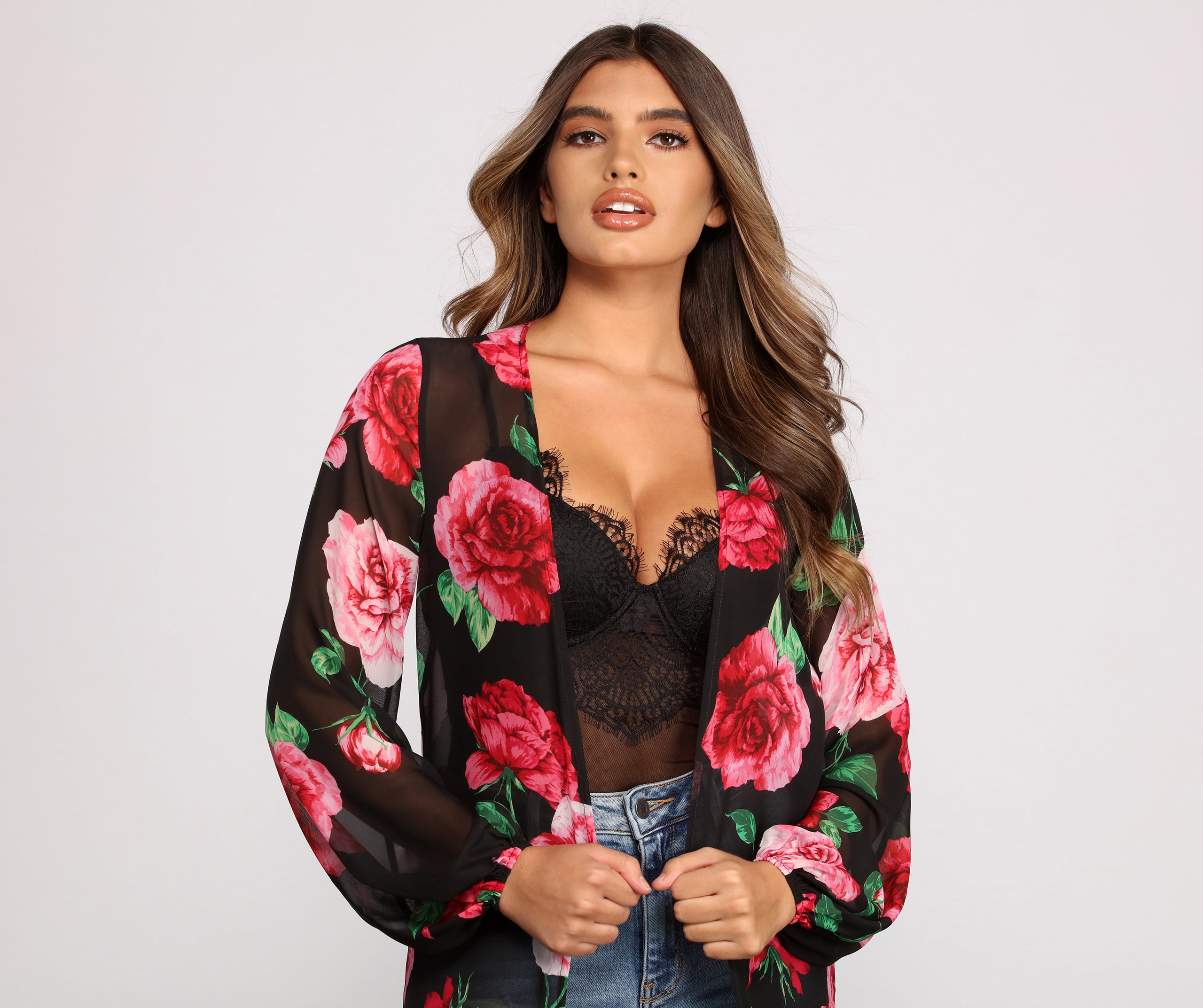 Romantic Vibes Rose Printed Duster - Image 3